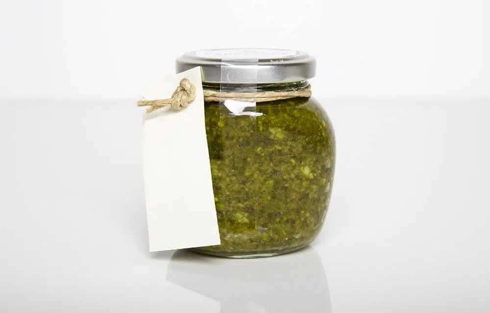 Pesto jar with blank label