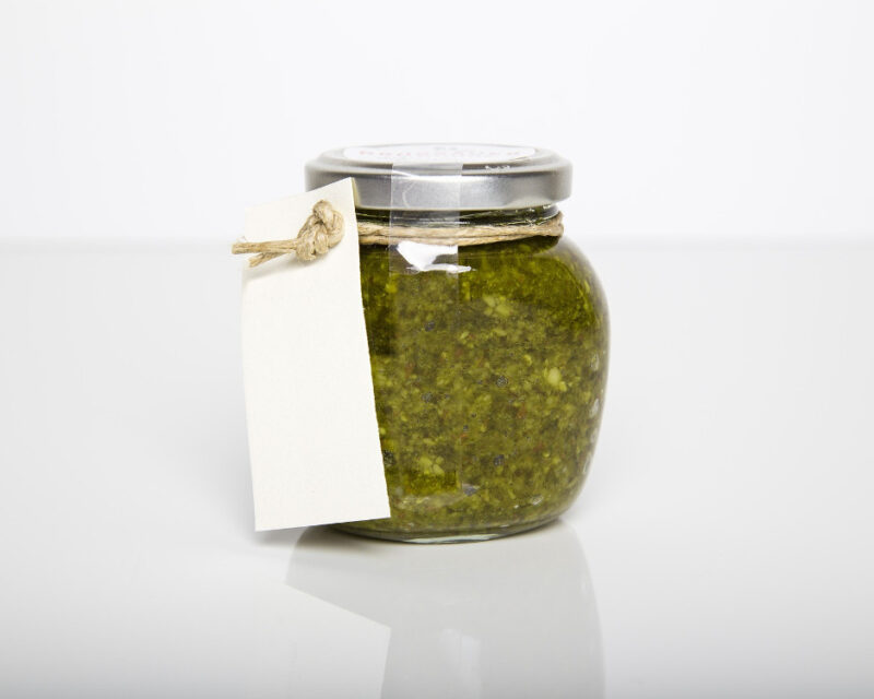 Pesto jar with blank label
