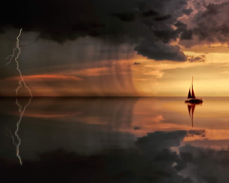 Boat and lightning