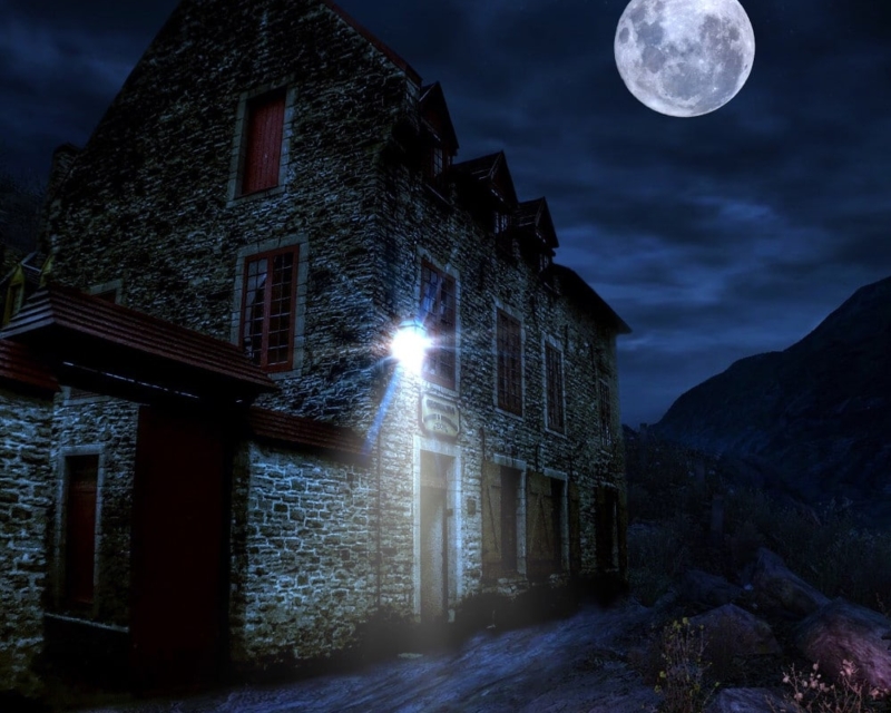 ghostly scene with moon