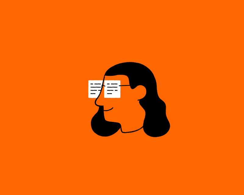Illustration by Fran Pulido of a person wearing glasses with lenses that look like written pieces of paper.