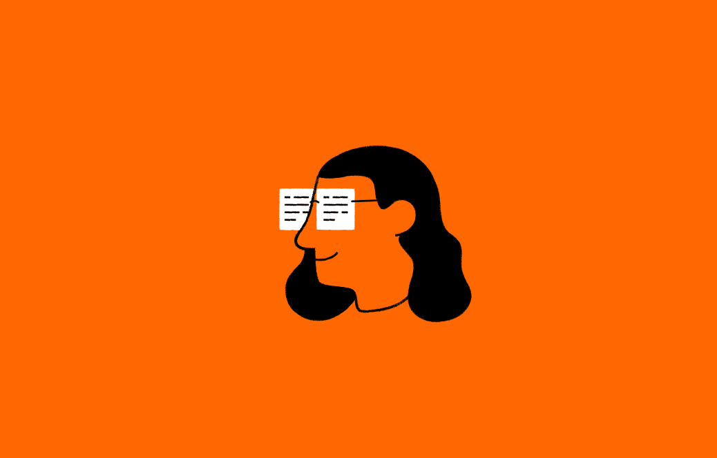 Illustration by Fran Pulido of a person wearing glasses with lenses that look like written pieces of paper.