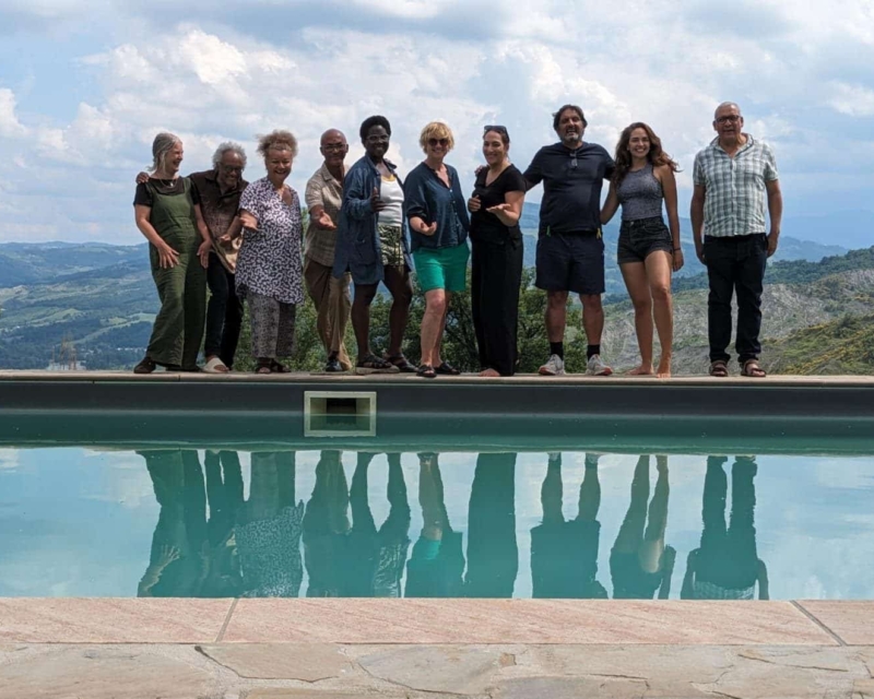 Writers from the WritersMosaic/Hawthornden writing retreat, May 2024, in Emilia-Romagna, Italy
