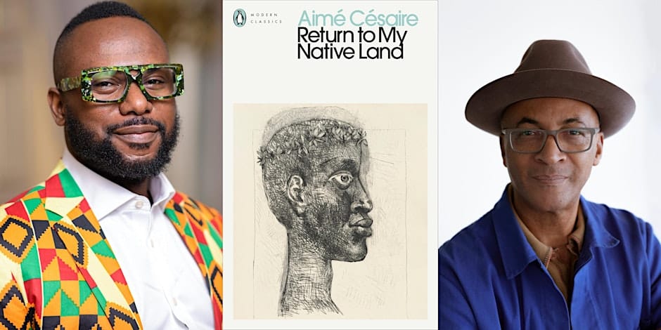 An image of Jason Allen-Paisant and Colin Grant, and the cover of Aimé Césaire's book, Return to My Native Land