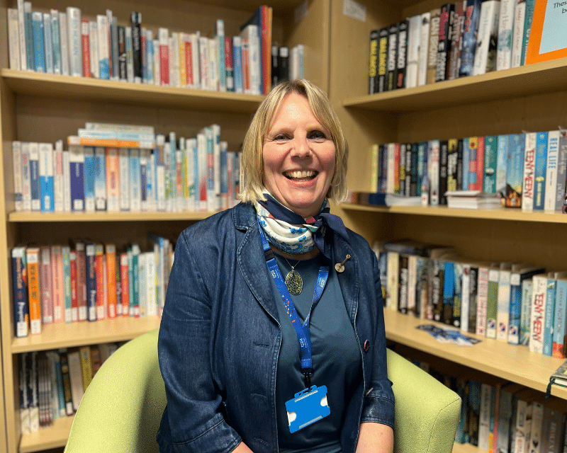 Author and RLF Fellow Caro Sanderson pictured in the Somerset FT library