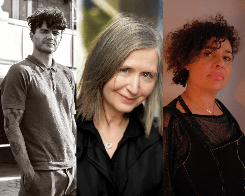 Poets Raymond Antrobus, Helen Farish and Karen McCarthy Woolf