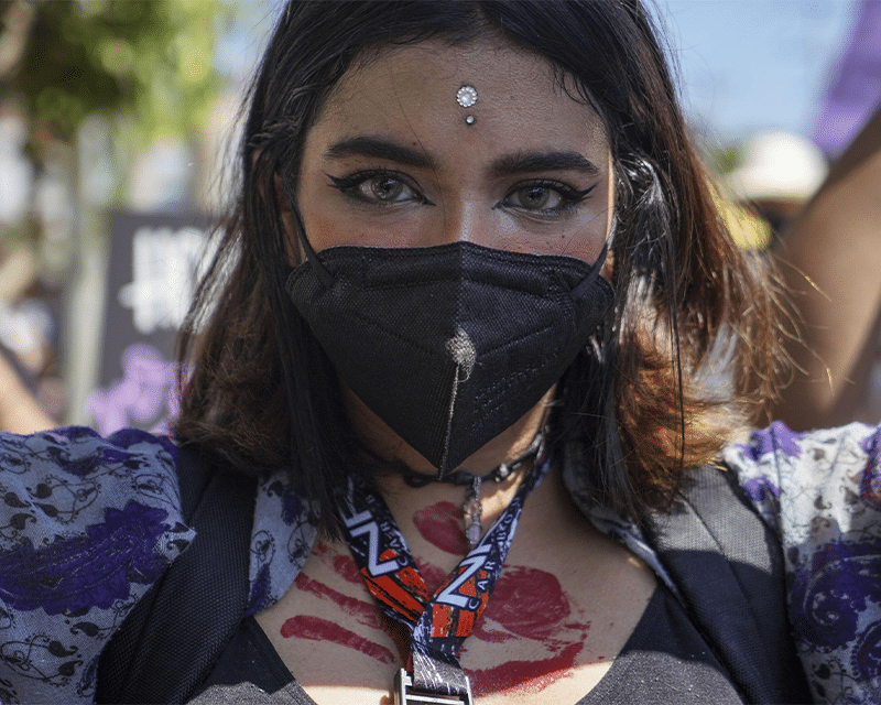 A woman takes part in a protest prior to International Women's Day in El Salvador 6 Mar 2022 Credit Image Camilo Freedman SOPA Images Alamy
