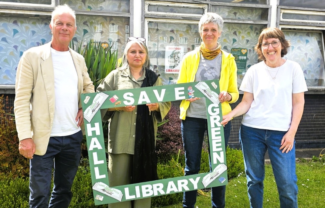 Rukhsana Malik (second from left) and other Save Hall Green Library campaigners 