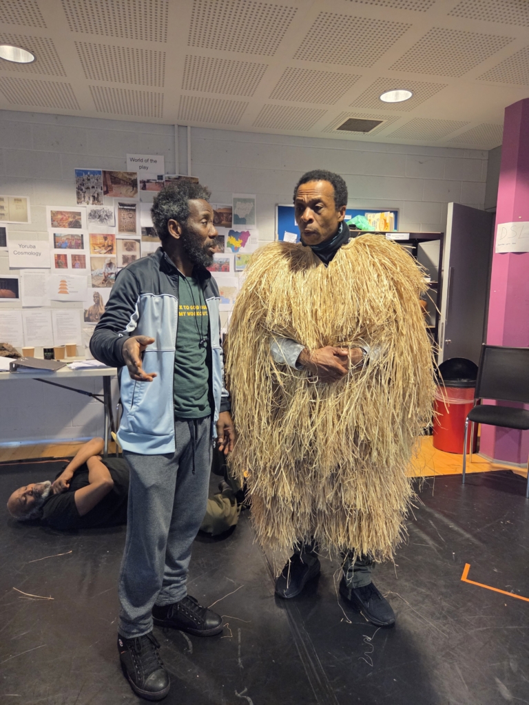 Actors Tunji Falana and Jude Akuwudike during Crown of Blood rehearsals.