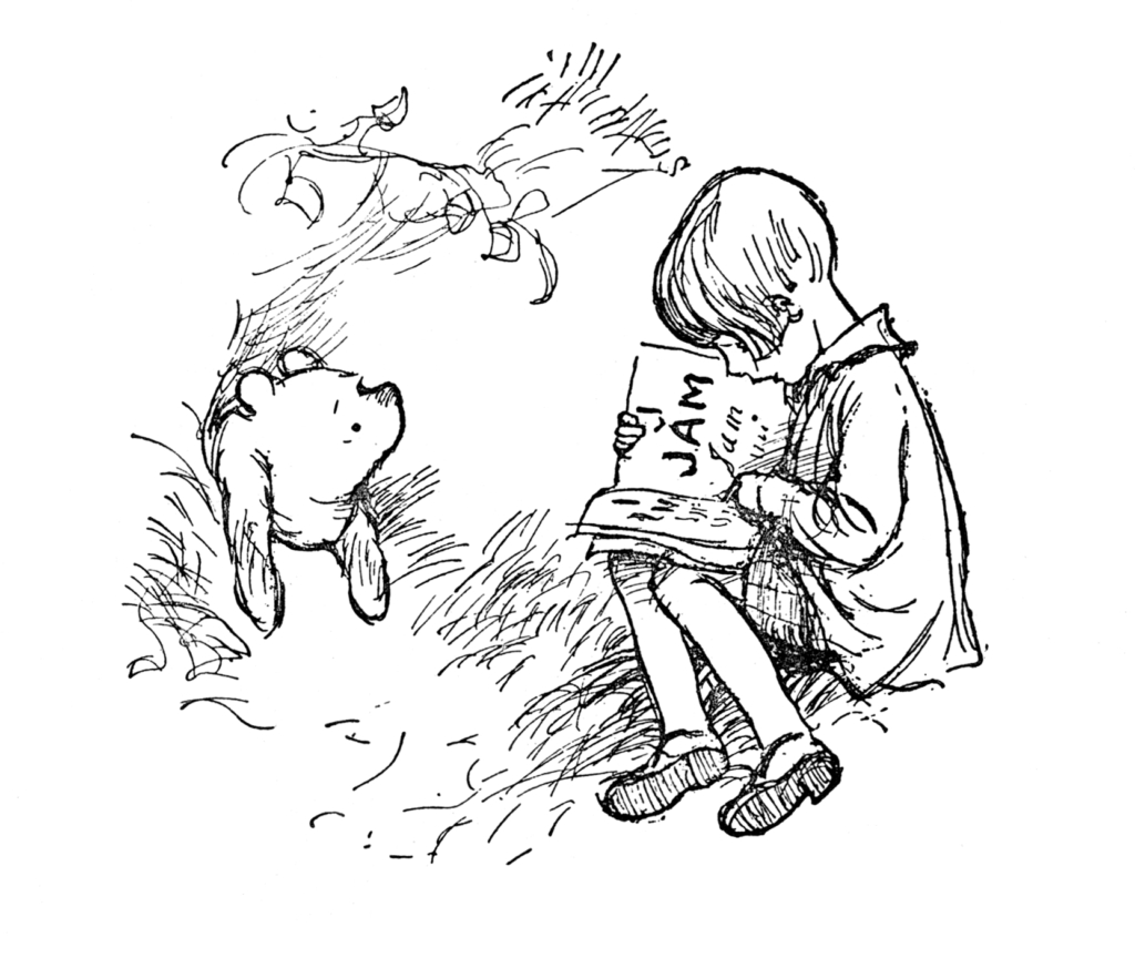 Christopher Robin reads to Winnie-the-Pooh © EH Shepard LLP The Estate of EH Shepard.
