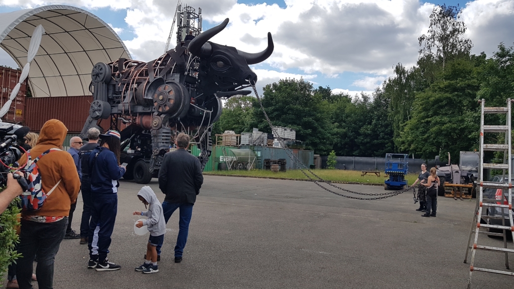 Constructing the Bull, which would become the centre piece of the 2022 Commonwealth Games Opening Ceremony, at Artem Studios, London. © Maeve Clarke.