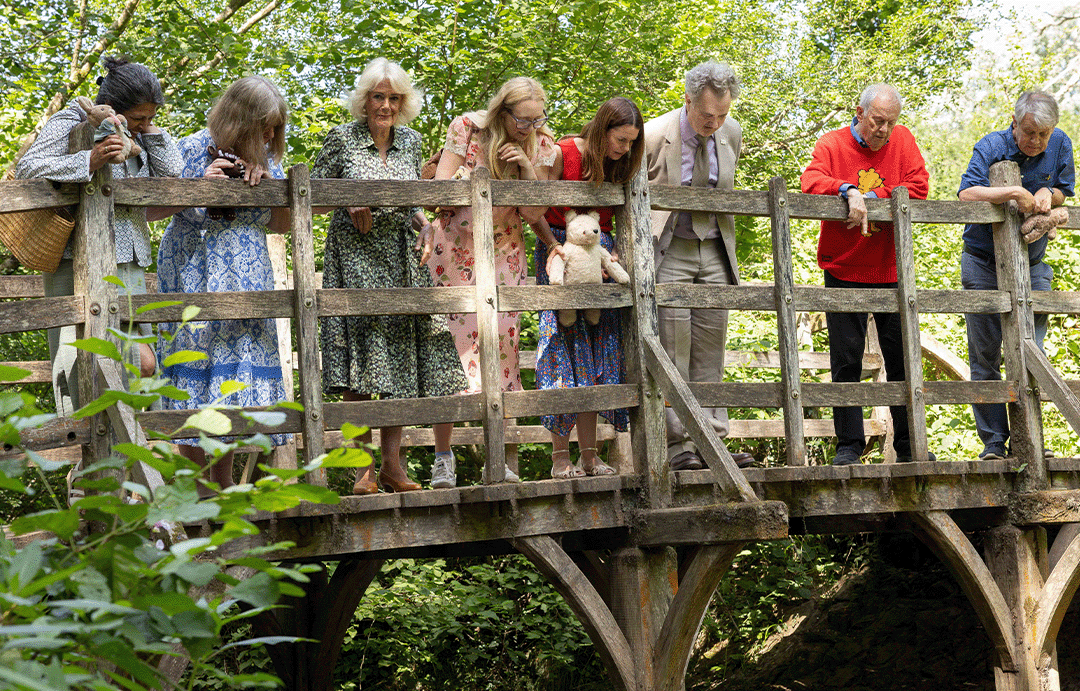 HM The Queen at Pooh Bridge with UK Childrens Writers
