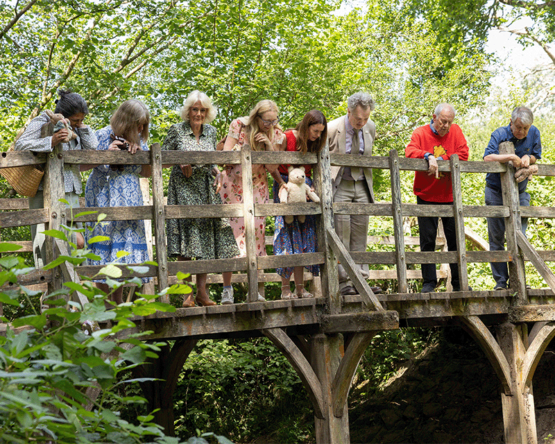 HM The Queen at Pooh Bridge with UK Childrens Writers