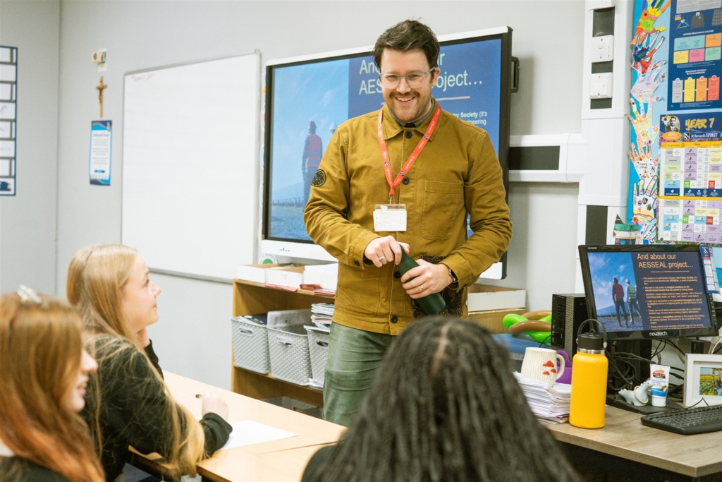 Matt Abbott delivering a poetry workshop in school